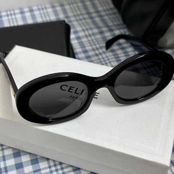 Celine Triomphe Oval Black Sunglasses